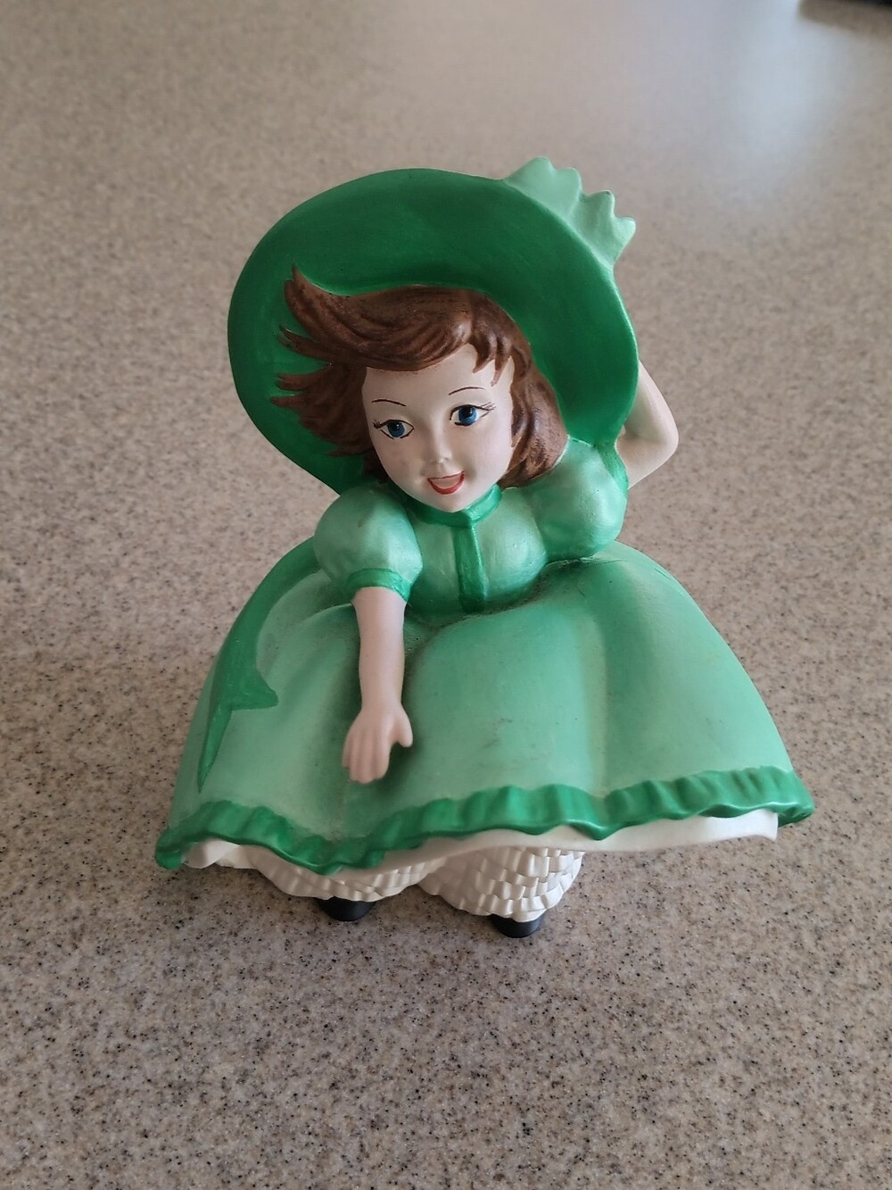 Green Little Girl Figurine Toy - Vintage Style